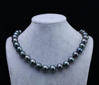 charming 189 10mm natural south sea genuine black round pearl necklace free shipping women pearl necklace luxury jewelry