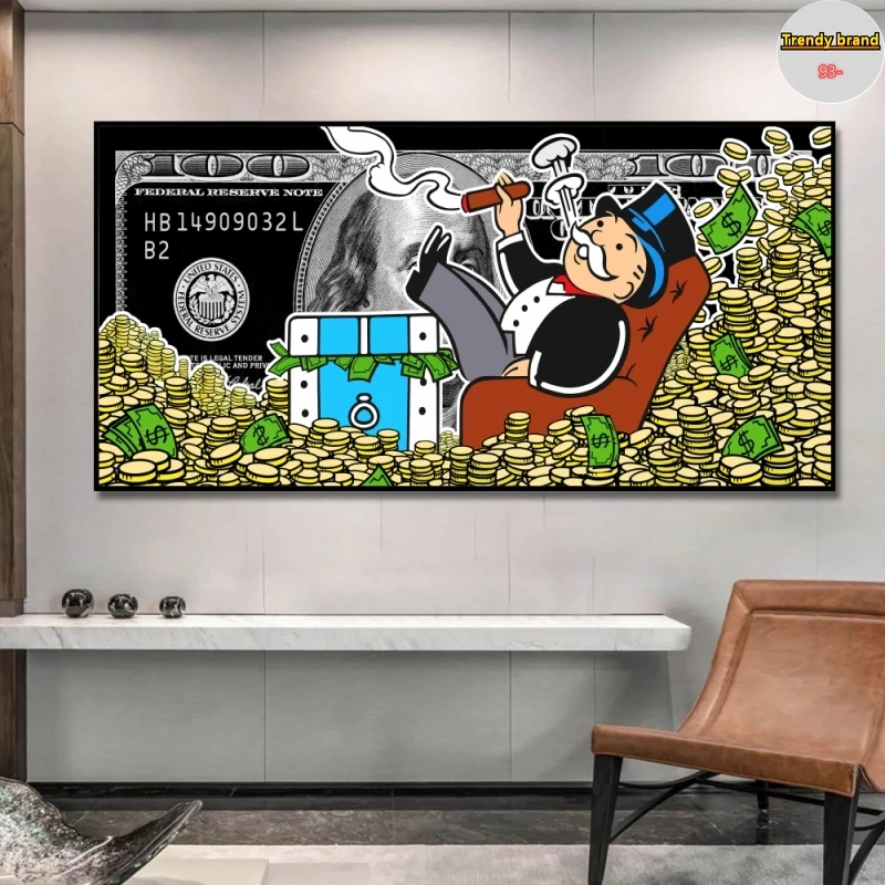 Картина на холсте Улица лежа в куче денег скандинавские настенные плакаты и