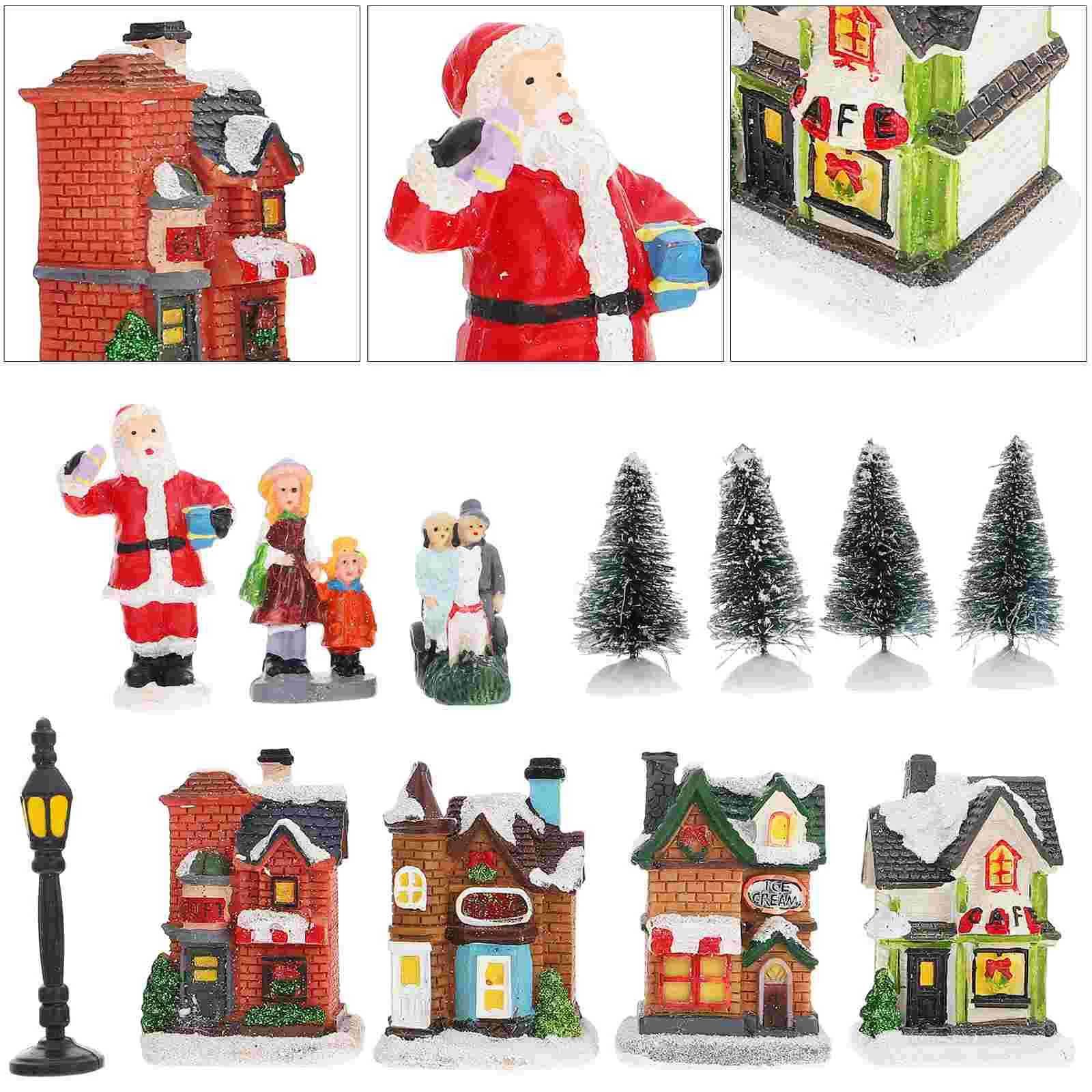 

Christmas Village House Ornament Lantern Lighted Houses Miniature Ornaments Supplies Festival Building Tabletop Lit Garden Set