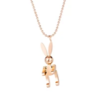 titanium steel rabbit necklace female cold wind square pendant niche design personality clavicle chain