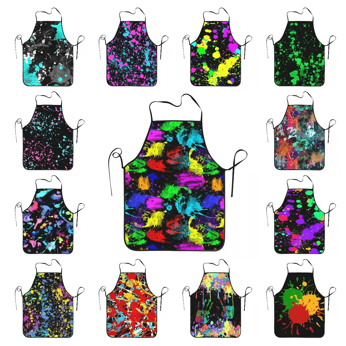 

Акварельная краска с эффектом брызг кухонный шеф-повар для готовки фартук для выпечки для мужчин и женщин художественный граффити художественный фартук кухня для покраски