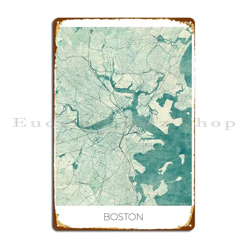 

Бостон карта синий металлический знак винтажный клуб настенный Декор стены фотоплакат