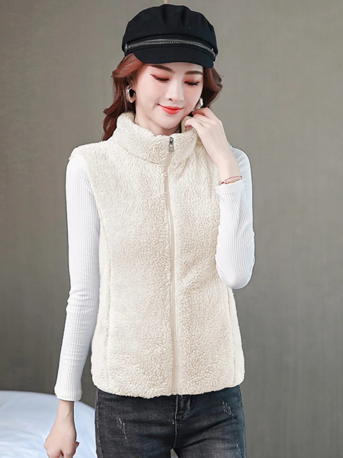 Осень и зима новый флисовый жилет с воротником-стойкой верхняя одежда из