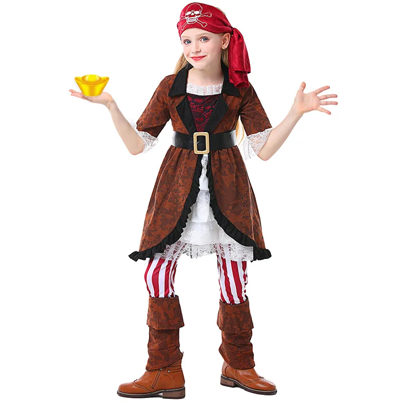 Купи Deluxe Pirate Costume Cosplay Carnival Performance Party Dress Up for Kids за 2,303 рублей в магазине AliExpress