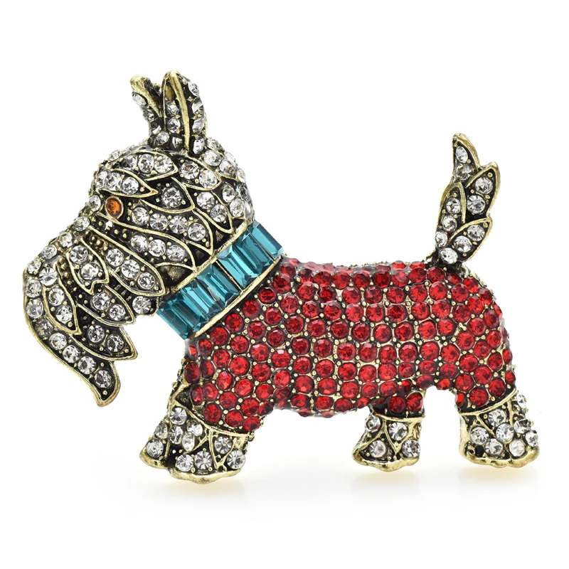 

Wuli&baby Vintage Lovely Dog Brooches For Women Unisex Sparkling Rhinestone Schnauzer Puppy Pets Animal Party Casual Brooch Pins