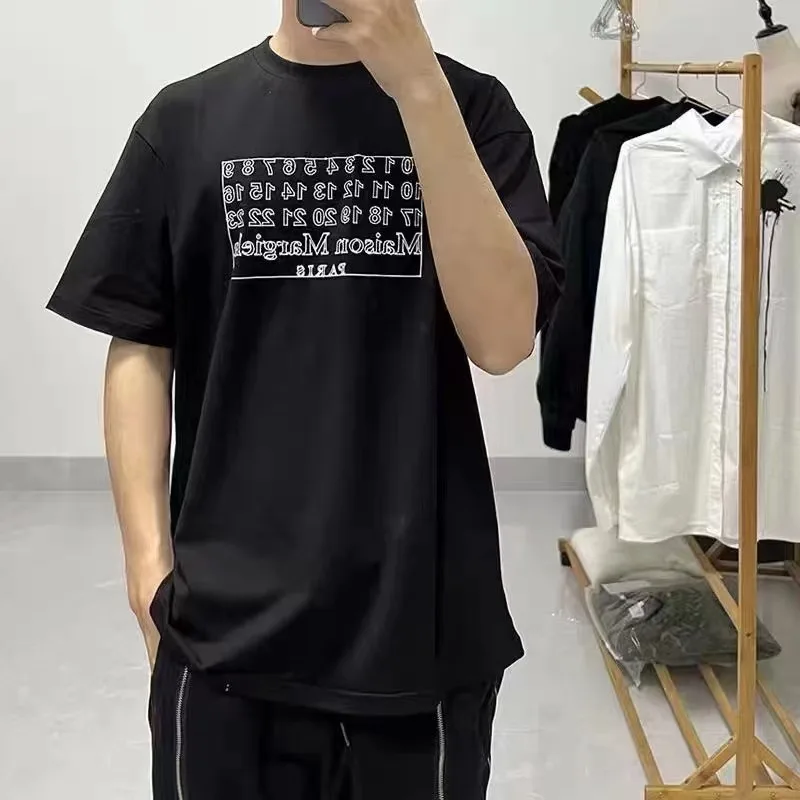 

2023 Loose Casual Mm6 Margiela T-shirts High Street Crewneck Print Short Sleeve Summer Men Women White Black Top Tees