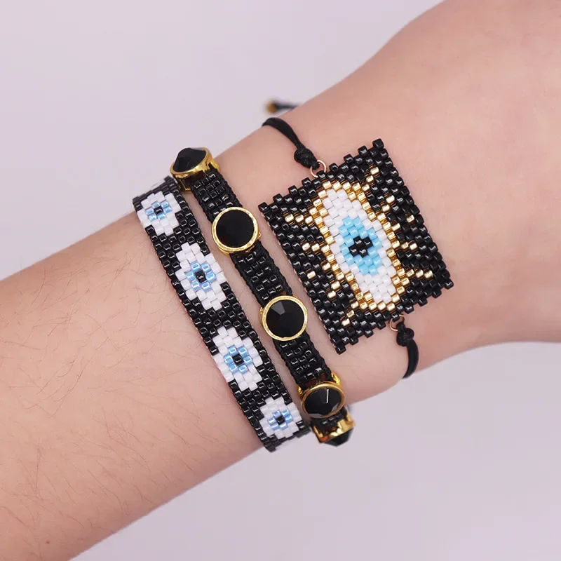 Браслет из бисера Оригинальность Дизайн глаз дьявола Ручное вязание Богемия