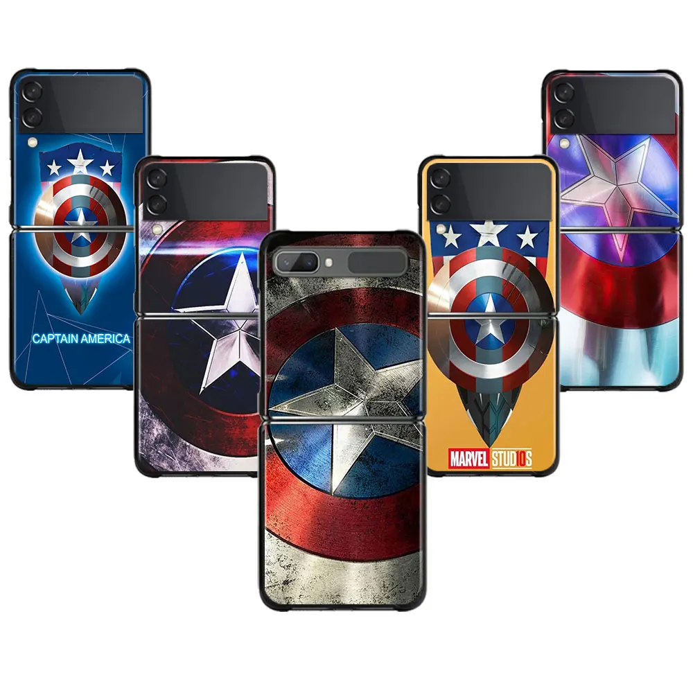 

Captain America Shield Case for Samsung Galaxy Z Flip3 zflip zflip3 5G Funda ZF3 ZF Z flip 3 Coque Hard PC Cover Marvel Case