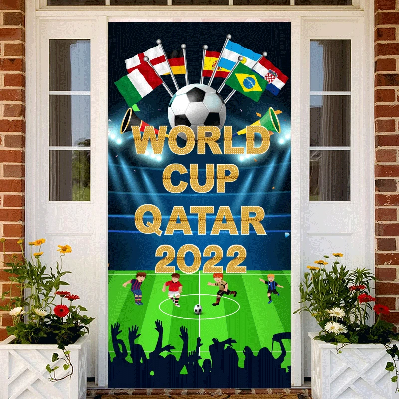 

Новинка 2022 г., фон для фотографий Кубка катарского мира, баннер, футбольный веер, флаги, бар, товарвечерние, декорация вечерние, настенный фон
