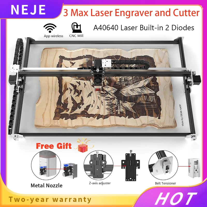 Настольный беспроводной лазерный гравер NEJE 3 Max A40640 40W80W с ЧПУ резак режущий