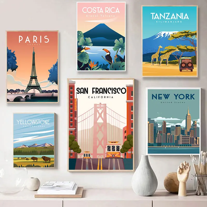 

New York Paris London Spain City Map Posters And Prints Nordic Colorful Canvas Painting Living Room Home Decor Wall Art Pictures