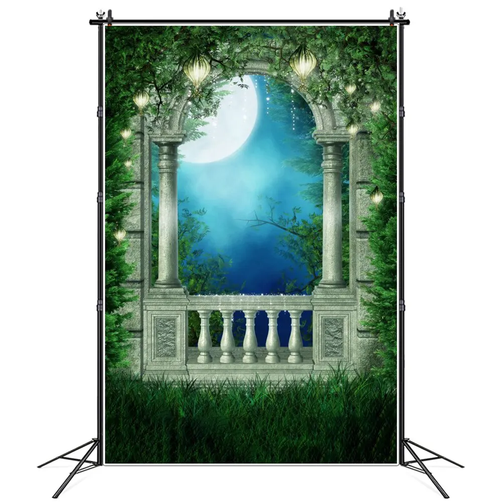 

Fairy Tale Forest Arched Window Photography Backgrounds Kids Magic Viny Fairy Birthday Backdrops Photographic Portrait Props