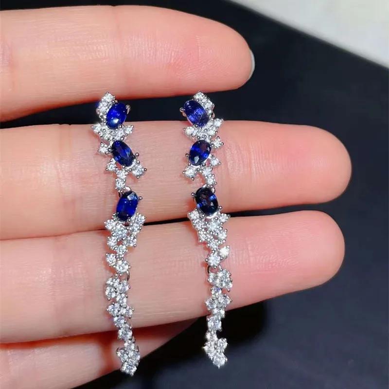 YULEM Earrings for Women 925 Sterling Silver Earrings  Luxury Natural Sapphire Drop Earring for Girl Gift