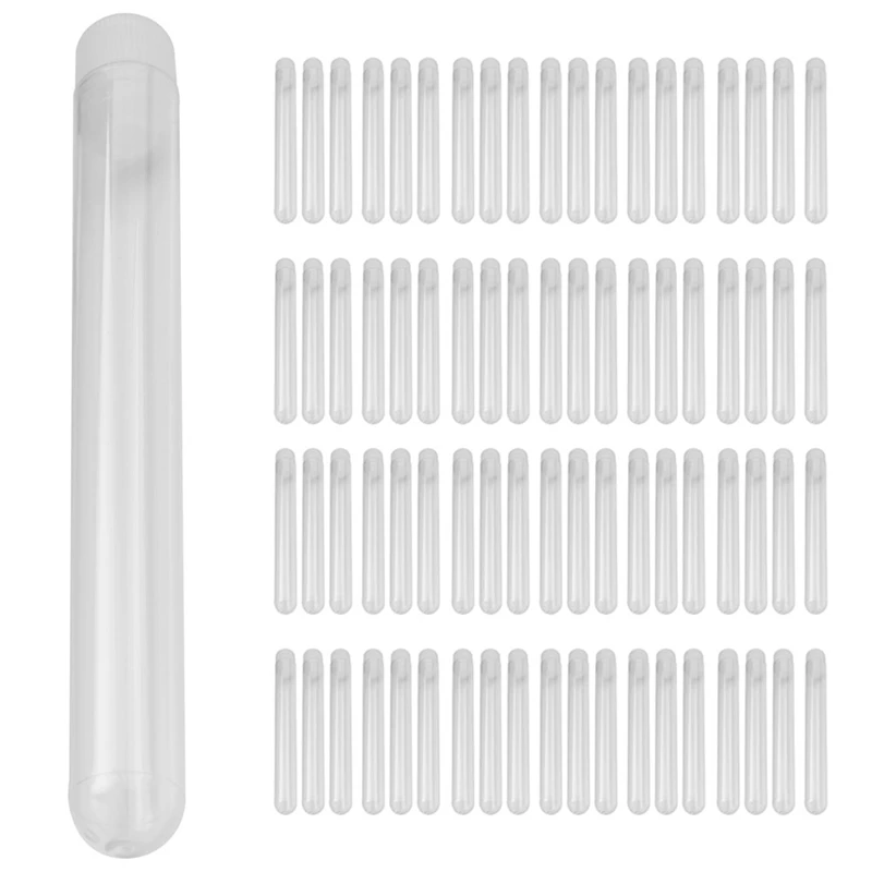 

200Pcs 12X100mm Transparent Laboratory Clear Plastic Test Tubes Vials With Push Caps School Lab Supplies