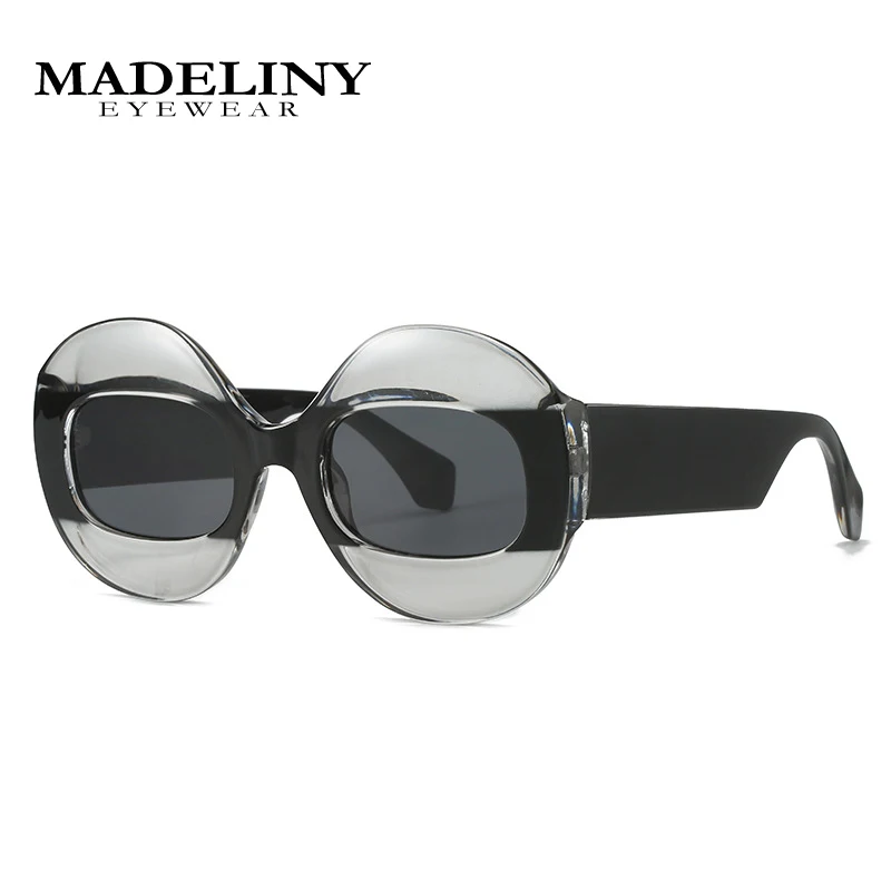 

MADELINY New Round Sunglasses Women Duotone Color Retro Oval Gradient Lens Glasses Men Fashion Trending Punk Eyewear MA486