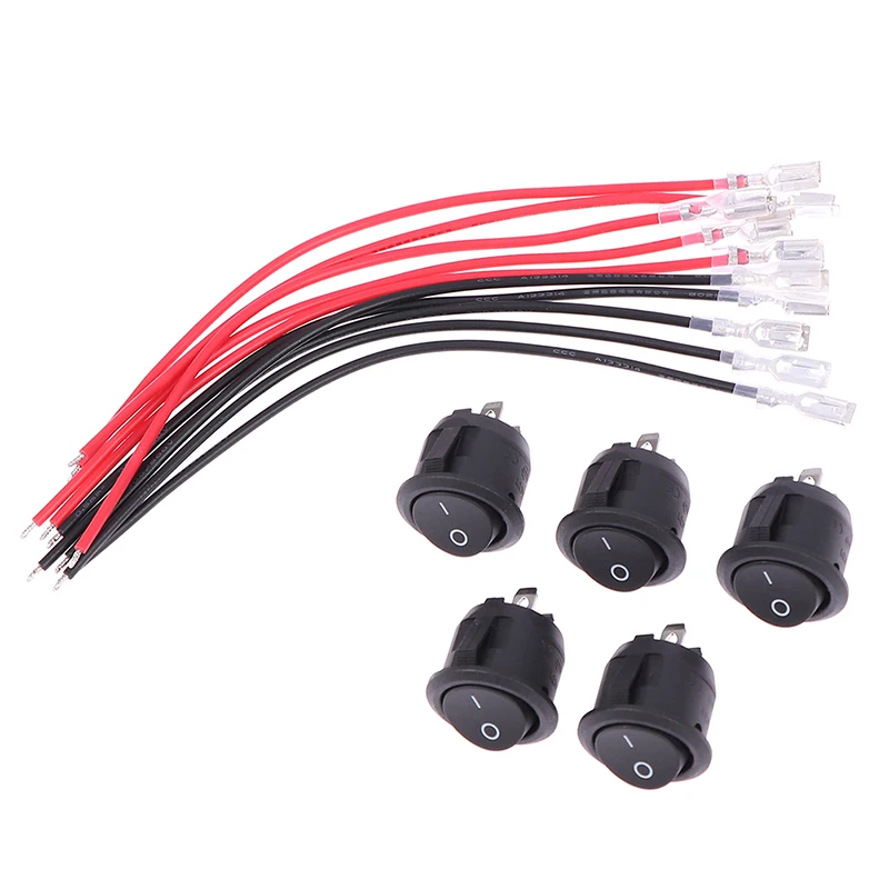

5PCS Round Rocker Switch ON Off SPST 20mm Mini 12 Volt Toggle Switch 12V for Car Automotive RV 2 Pin Switch 120V Wired KCD1