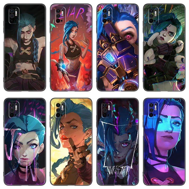 Hot Anime Arcane Jinx Phone Case For Xiaomi Redmi Note 7 8 9 10 11 8T 10T 9S 10S 11S 4G 11E 11T Pro 5G Soft TPU Black Cover