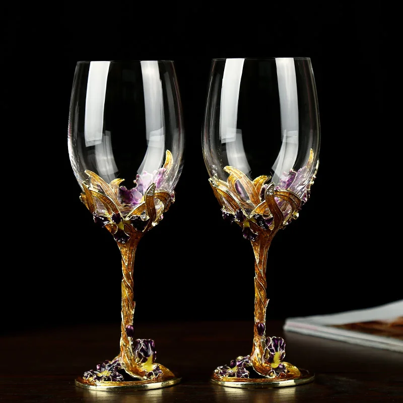 Red wine glass goblet set household 2 large European luxury creative crystal glass with diamond glasses