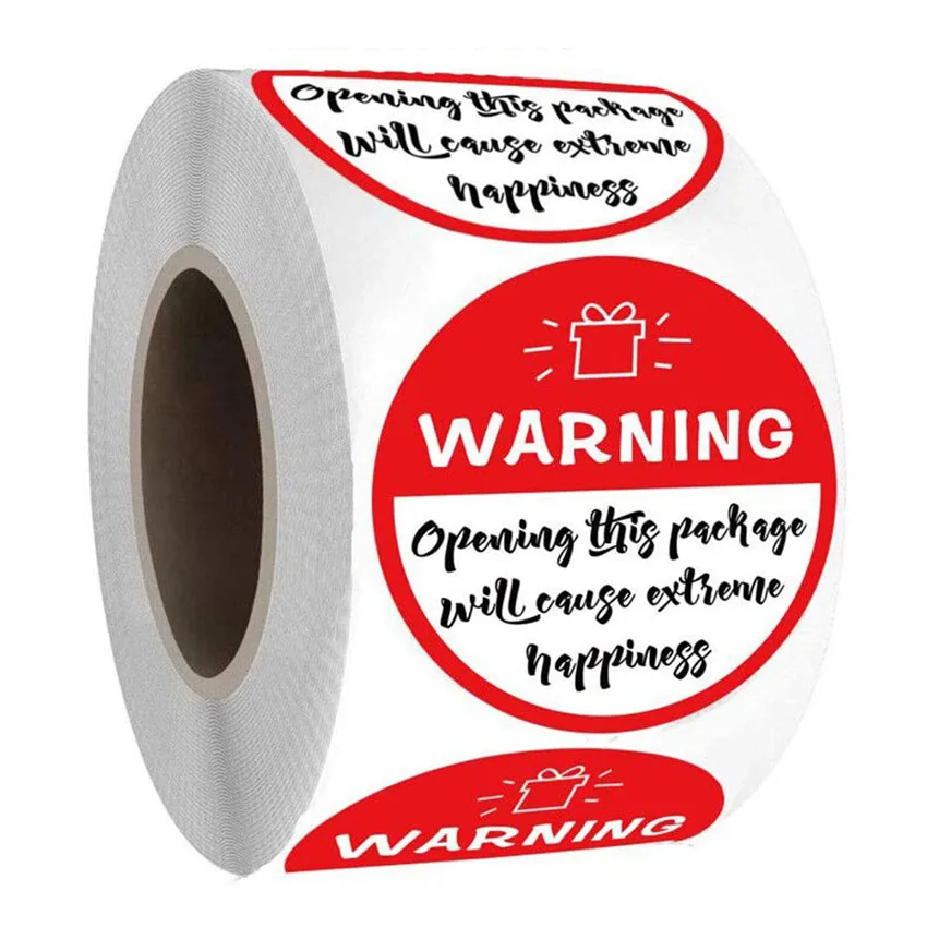 

500pcs/ roll Red and White Adorable Warning: Extreme Happiness Sticker Labels for Business Gift Packaging Envelope Stickers