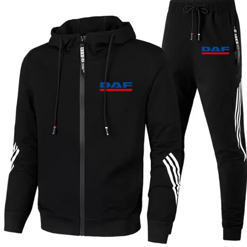

2022 DAF TRUCKS Logo Printed Mens Autumn Winter Sets Zipper Hoodie+pants Two Pieces Tracksuit Sportswear Clothing Suit