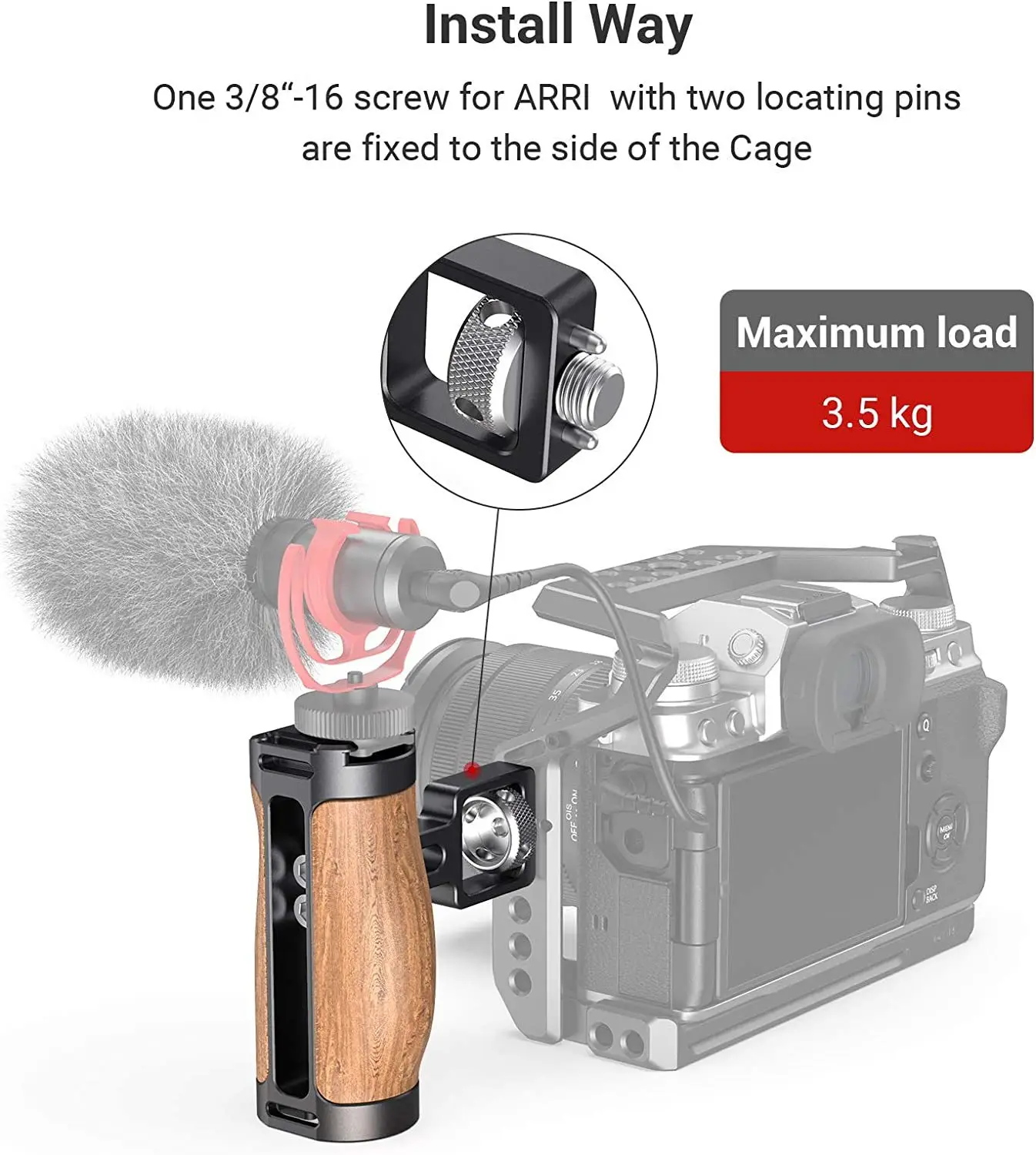 Деревянная мини-боковая ручка Smallrig (для крепления в стиле ARRI) -2914