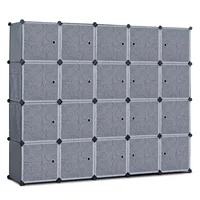 36x36CM Cube Storage Organizer Wardrobe with Door 20 Cubes Portable Closet Armoire DIY Modular Cabinet Shelves[US-Stock]
