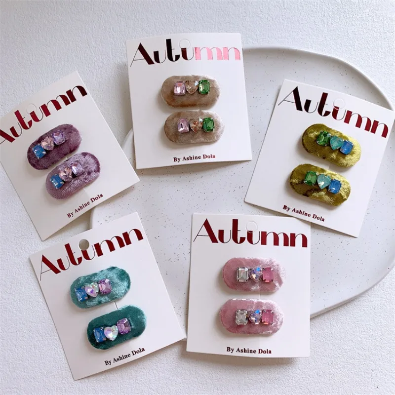 

1 пара, Осенние заколки для волос со стразами