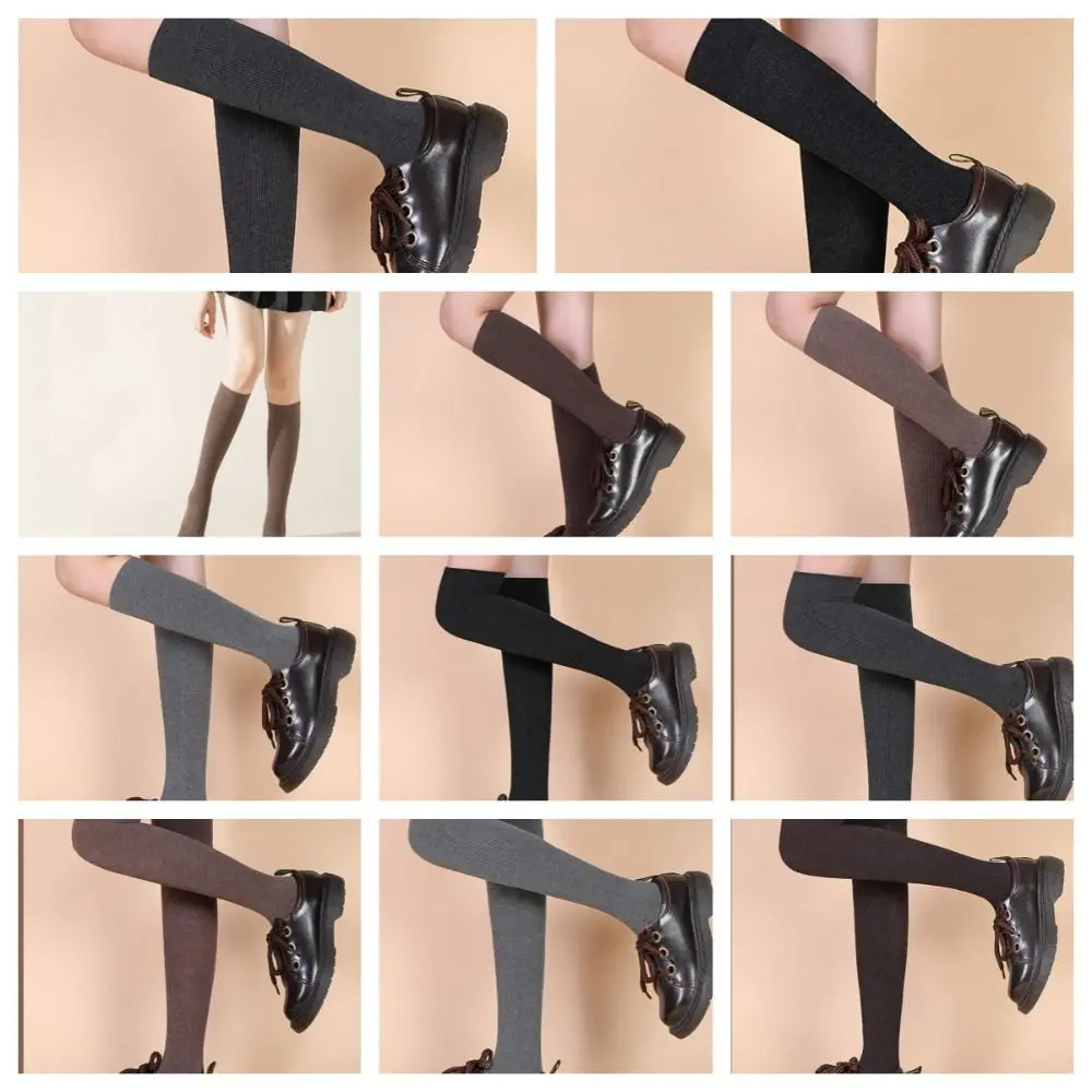 

Cotton Harajuku Stockings Sweet Soft Mid-calf Casual Stockings Solid Color Thick College Style Stockings Anti-friction