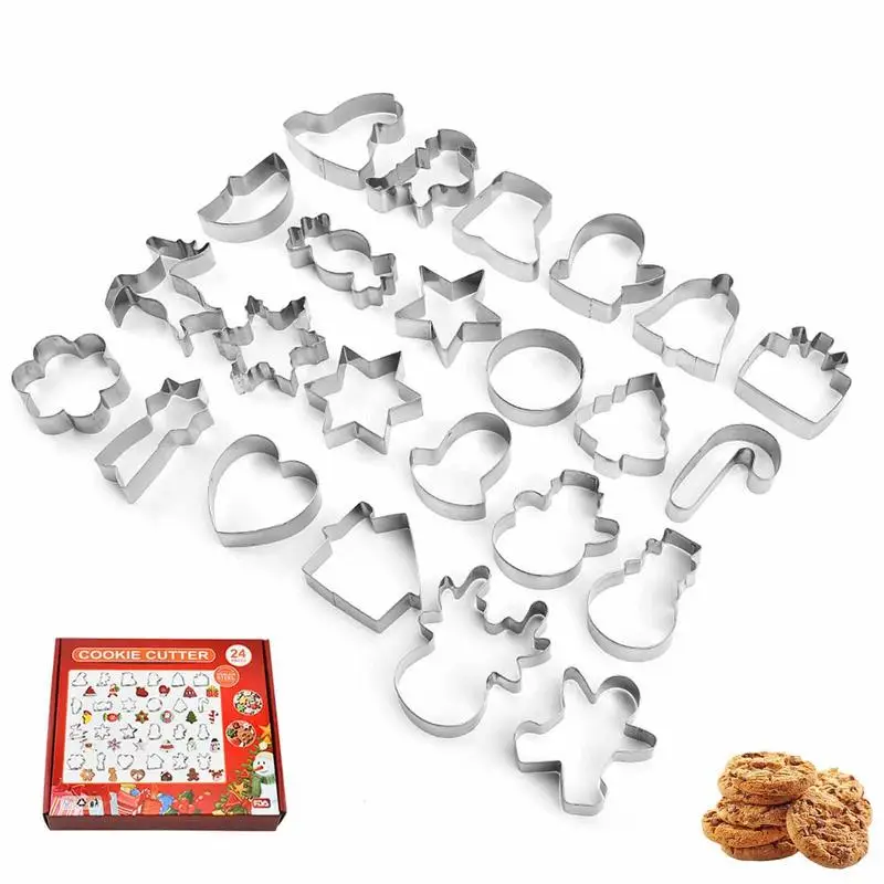 

Christmas Cookie Cutters 24 Pcs Christmas Cookie Cutters Set Gingerbread Man Tree Snowflake Star Tree Angel Stocking & More