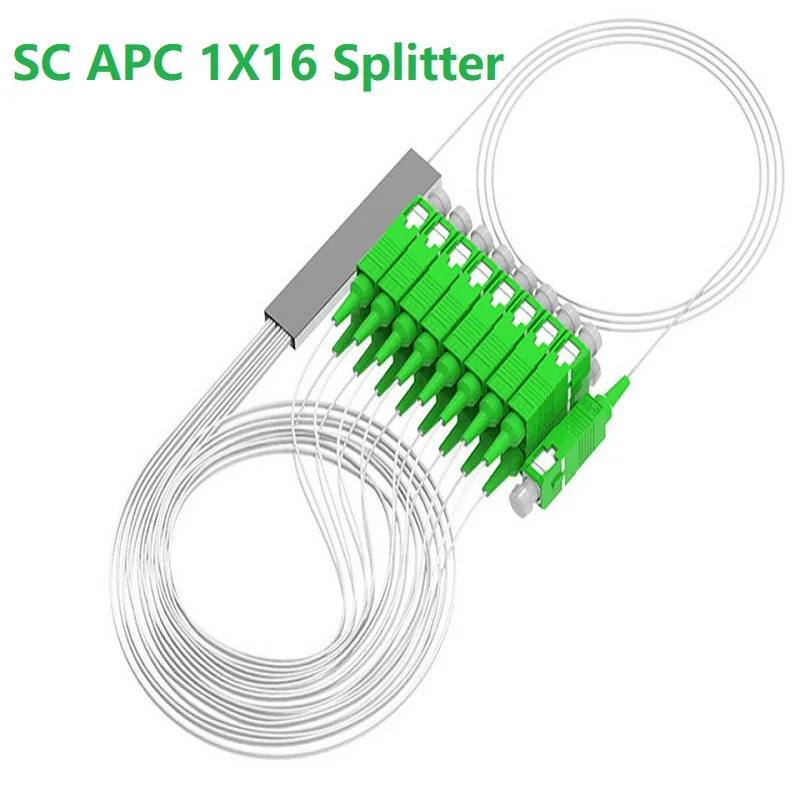 

High Quality 10 pcs/Lot 1X2 1X4 1X8 1X16 1X32 PLC SC/APC SM Single Mode 0.9mm G657A1 LSZH 1m FTTH Fiber Optic Splitter