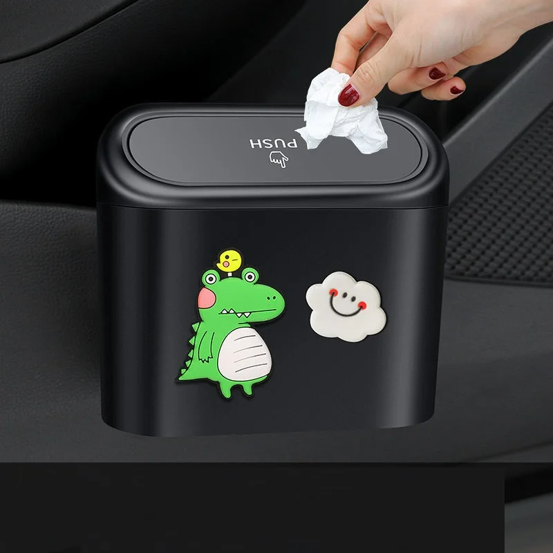 

Car Trash Can Door Garbage Pass Storage Car Trash Can Door Hanging Car Supplies Cartoon Cute Car Interior Decoration