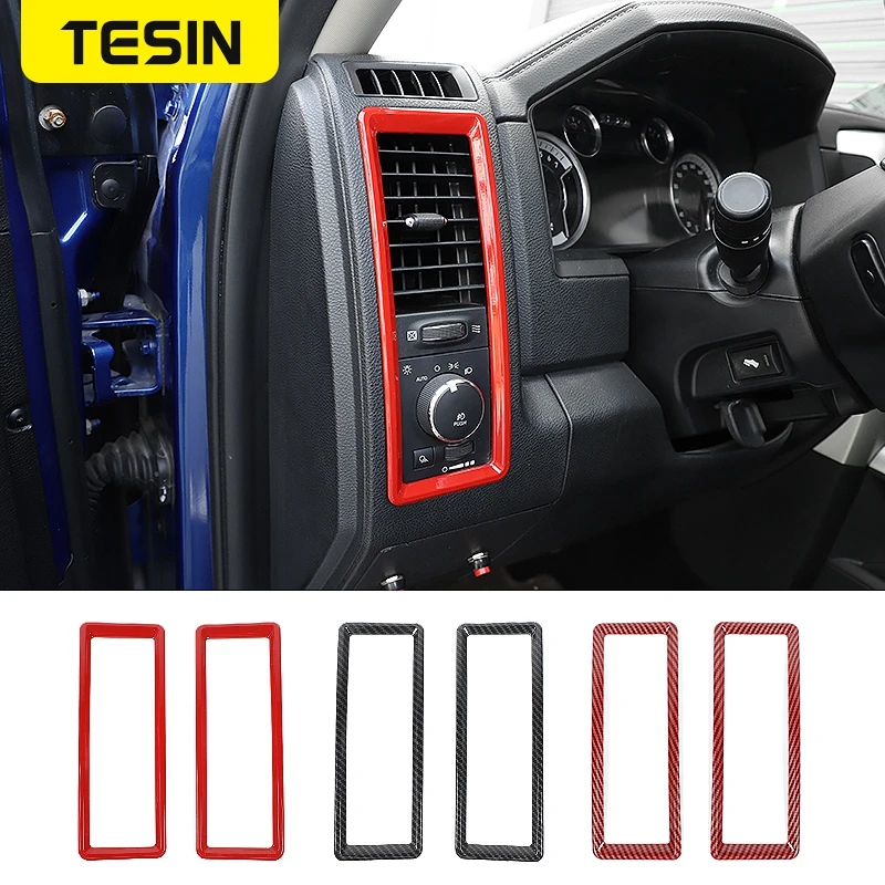 

TESIN Car Center Console Both Sides Air Outlet Decoration Cover Stickers for Dodge RAM 1500 2010-2017 Interior Accessories