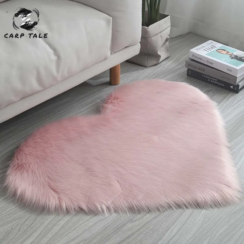 

Love Heart Rugs Living room/bedroom Artificial Wool Sheepskin Hairy Carpet Faux Floor Mat Fur Plain Fluffy Soft Area Rug Capetes