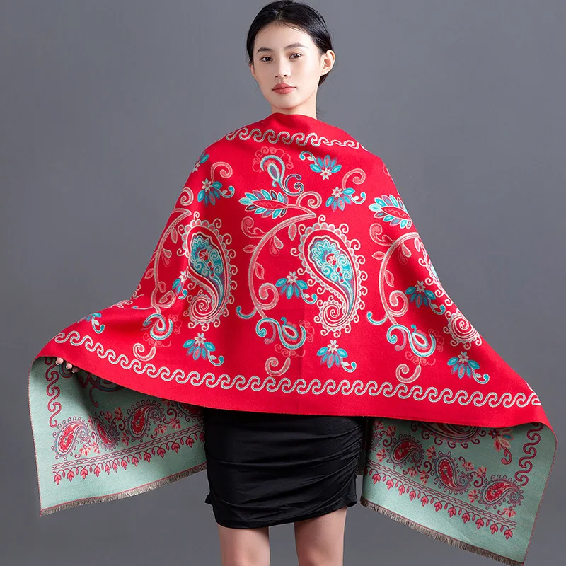 

Ethic Style Pashmina Echarpes Classical Jacquard Flower Scarves Wrap and Shawl Women Warm Cashmere Blend Scarf Capes Blanket