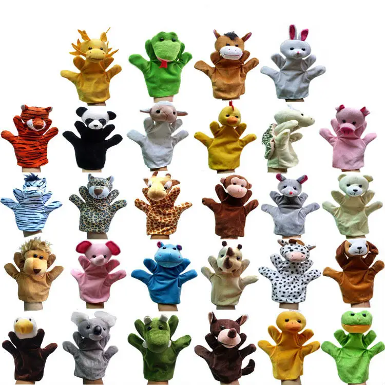 

1pcs Stage Performance Animal Hand Puppet Plush Toy for Kids Children Adult Finger Puppets Glove Mouse Toys Panda Frog Pig Zebra