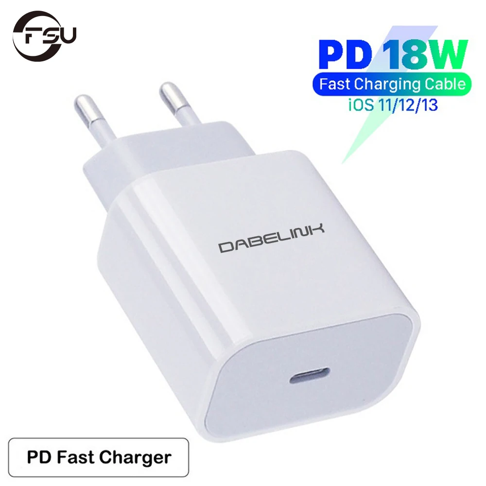 Быстрая зарядка FSU PD 18 Вт QC4.0 3,0 QC USB Type C для iPhone 11 12 13 Pro Max Xiaomi Redmi Samsung Apple