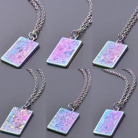 rainbow tarot pendant necklaces for women men jewelry metal choker fashion chain on the neck necklace gifts collares para mujer
