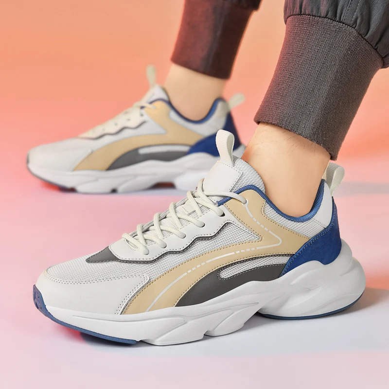 

High Quality Men's Platforn Chunky Sneakers 2023 Summer New Breathable Mesh Running Shoes for Men Outdoor Casual Tennis Shoes