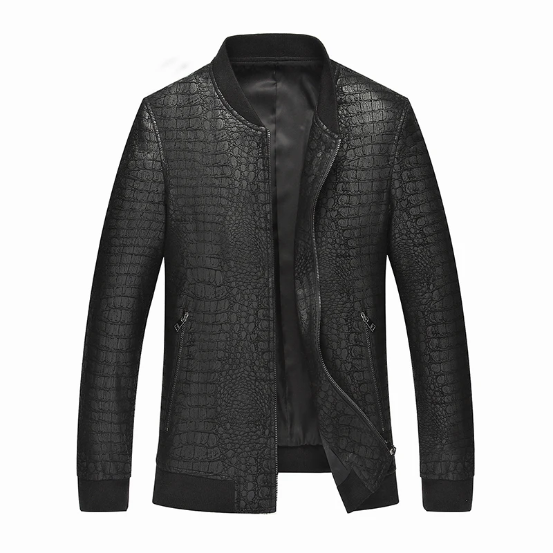 

Winter Luxury Genuine Leather Jacket Men Plus Size Crocodile Grain Chaqueta De Los Hombres Suede Casual Male Zipper Windproof