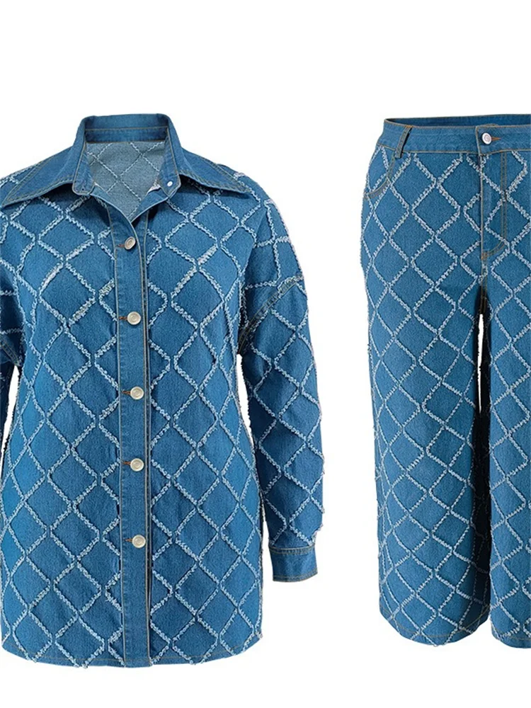 Wmstar Большие размеры Джинсовые комплекты из двух предметов Женская осенняя