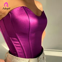 satin off shoulder women vintage gothic corsets 2022 summer new chic solid shapers belts body slimming tummy compression girdles