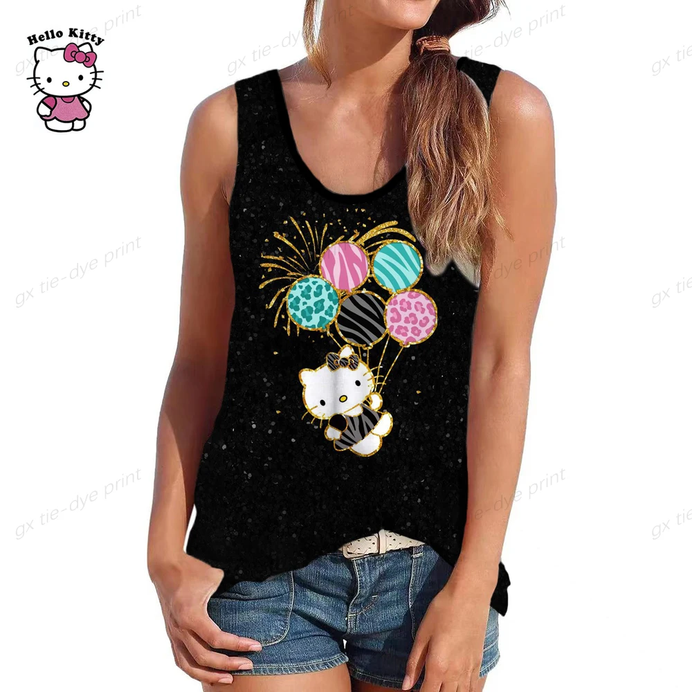 

Женская Винтажная Майка без рукавов, с круглым вырезом и принтом Hello Kitty