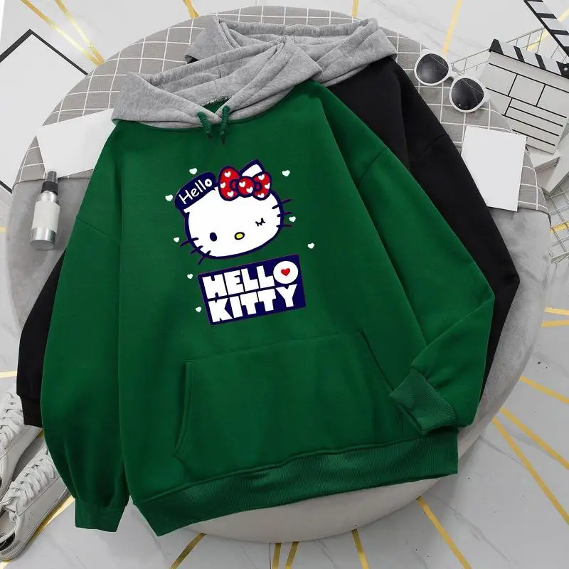

Толстовка с капюшоном Kawaii Hello Kitty Y2K, Осень-зима, свободная стильная толстовка, модная одежда, толстовка, топ, повседневный свитшот, подарок на день рождения