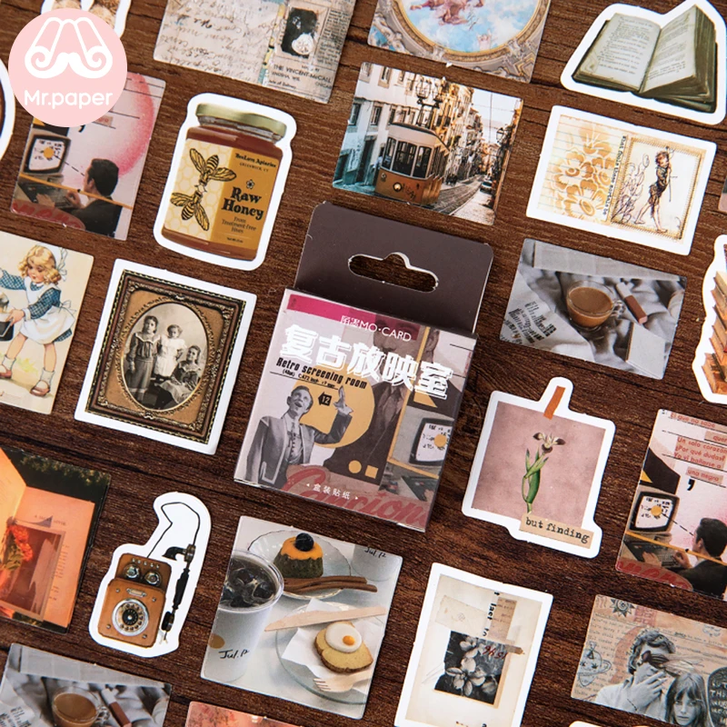 

24 Designs Vintage Retro Classic Style Travelling Mini Box Stickers Hand Account DIY Scrapbooking Planner Diary Deco Stationery