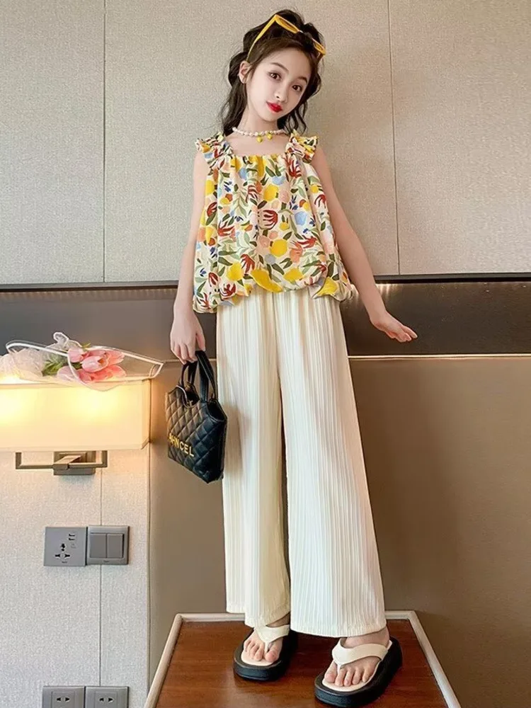 Летний комплект для девочек новинка модный летний жилет детей среднего и