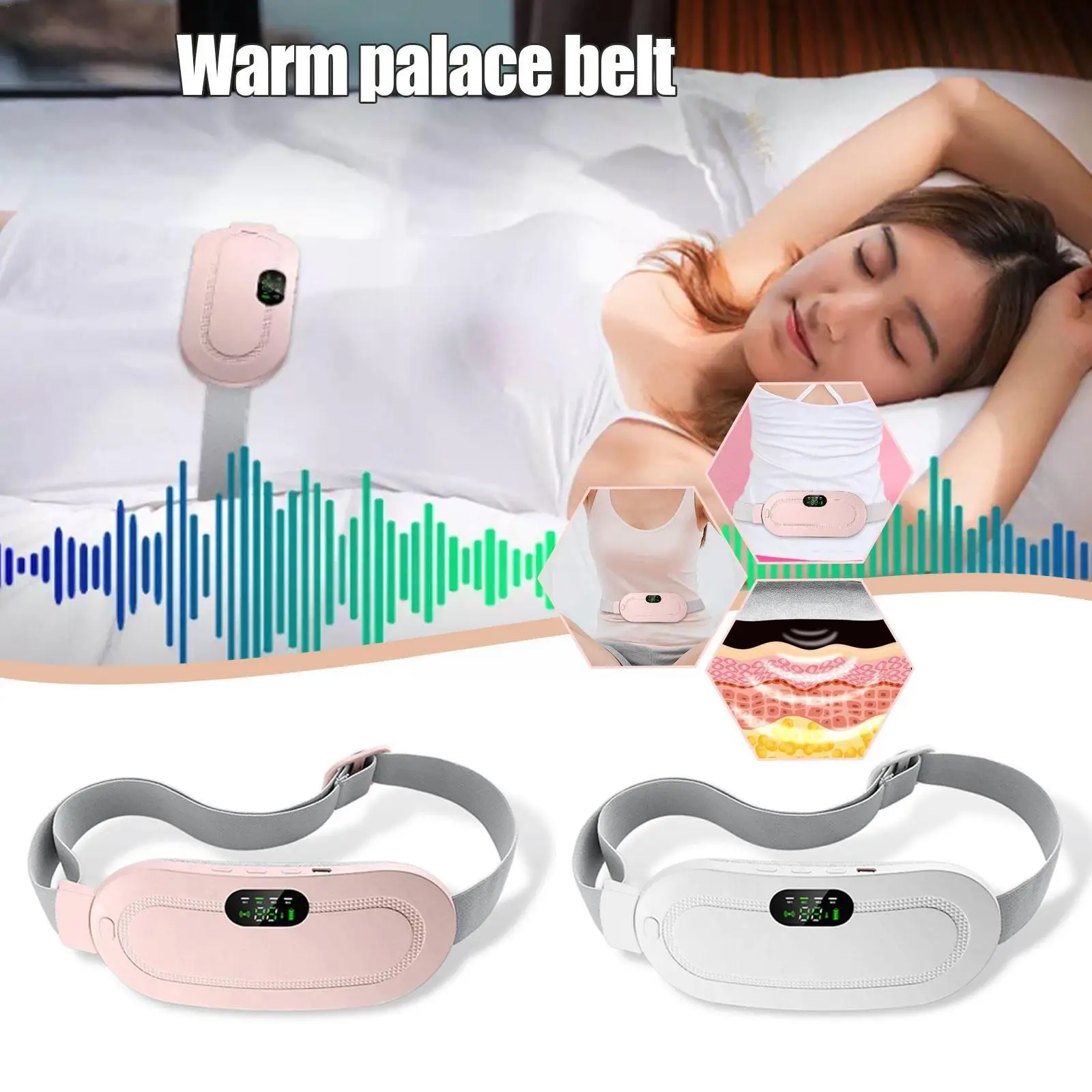 

Lady Hot Menstrual Heating Pad Belt Relieve Menstrual Compress Uterus Pain Relieving Dysmenorrhea Hot Belt Cold Massager T3X8