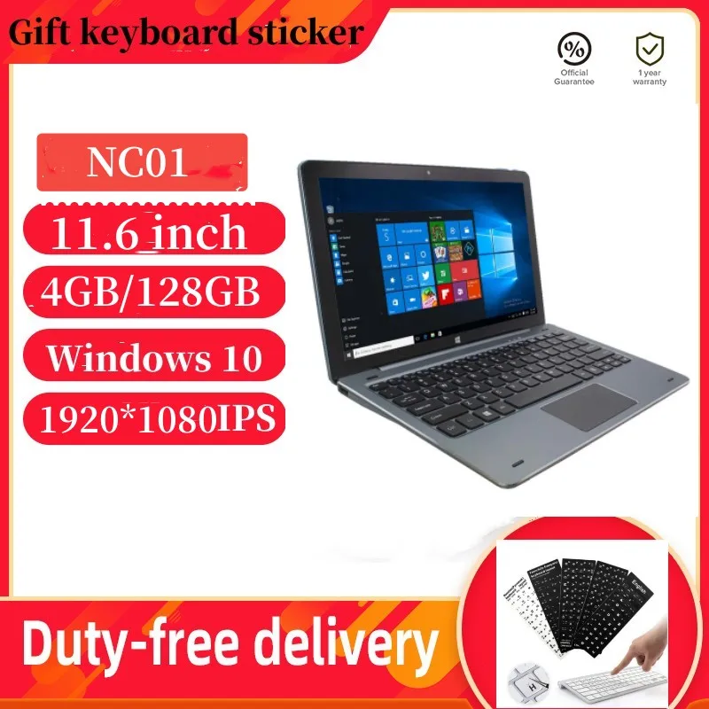 Mini PC NC01 Windows 10 Quad Core 4GB RAM 128GB ROM With Pin Docking Keyboard 11.6 Inch Tablets HDMI-compatible 1920*1080 IPS