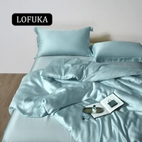 lofuka luxury solid color 100 silk bedding set high quality silky duvet cover queen king bed sheet pillowcase bed linen set