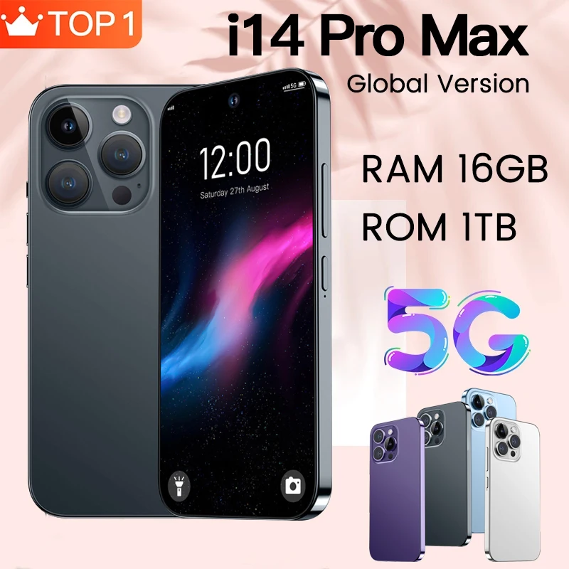 

Новинка смартфон i14 Pro Max 6,8 дюйма телефон 6000 мАч сотовые телефоны камера телефон разблокировка мобильные телефоны глобальная версия