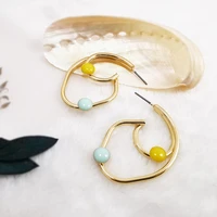 renya 2022 new fashion irregular geometric metal enamel drop earrings for women gothic ear jewelry accessories gift wholesale